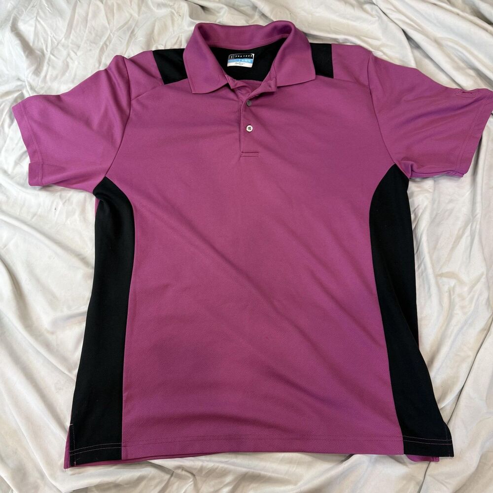 PGA Tour Polo Shirt Mens XL Purple Colorblock Short‎ Sleeve Collared Polyester